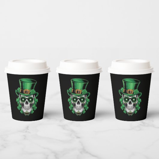 Sugar Skull St Patrick Day Lucky Kleeblatt Pappbecher (Multi)