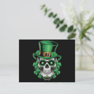 Sugar Skull St Patrick Day Lucky Kleeblatt Postkarte