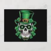 Sugar Skull St Patrick Day Lucky Kleeblatt Postkarte (Vorderseite)