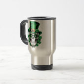 Sugar Skull St Patrick Day Lucky Kleeblatt Reisebecher (Vorderseite Links)