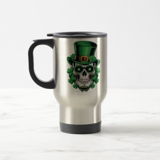 Sugar Skull St Patrick Day Lucky Kleeblatt Reisebecher (Links)