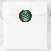 Sugar Skull St Patrick Day Lucky Kleeblatt Runder Aufkleber (Tasche)