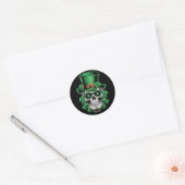 Sugar Skull St Patrick Day Lucky Kleeblatt Runder Aufkleber (Umschlag)