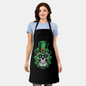 Sugar Skull St Patrick Day Lucky Kleeblatt Schürze (Getragen)