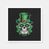 Sugar Skull St Patrick Day Lucky Kleeblatt Serviette (Vorderseite)