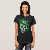 Sugar Skull St Patricks Day Irish Skull Leprechaun T-Shirt (Vorne ganz)