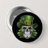 Sugar Skull St Patrick's Day Kleeblatt Button (Vorne & Hinten)