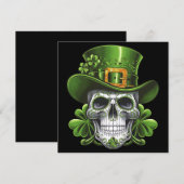 Sugar Skull St Patrick's Day Kleeblatt Einladung (Vorne/Hinten)