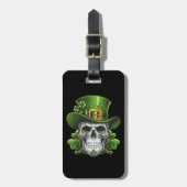 Sugar Skull St Patrick's Day Kleeblatt Gepäckanhänger (Vorderseite vertikal)