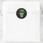Sugar Skull St Patrick's Day Kleeblatt Leprechaun Runder Aufkleber (Tasche)