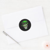 Sugar Skull St Patrick's Day Kleeblatt Leprechaun Runder Aufkleber (Umschlag)