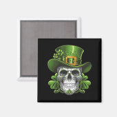 Sugar Skull St Patrick's Day Kleeblatt Magnet (Vorderseite/Rückseite)