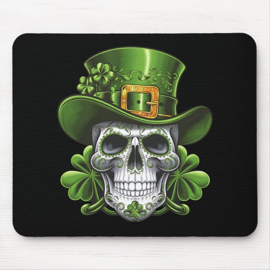 Sugar Skull St Patrick's Day Kleeblatt Mousepad (Vorne)