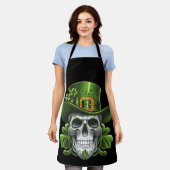 Sugar Skull St Patrick's Day Kleeblatt Schürze (Getragen)