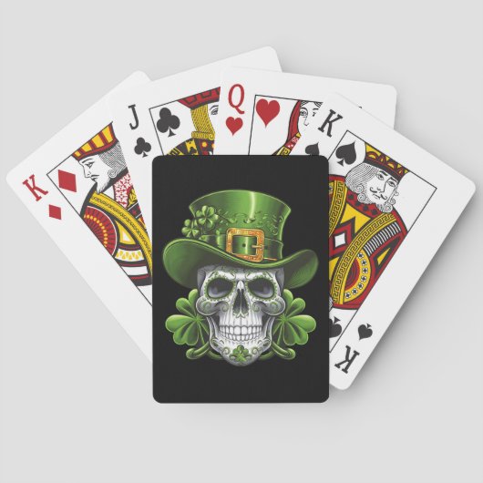 Sugar Skull St Patrick's Day Kleeblatt Spielkarten (Rückseite)