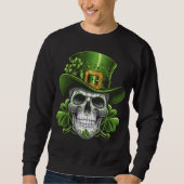 Sugar Skull St Patrick's Day Kleeblatt Sweatshirt (Vorderseite)