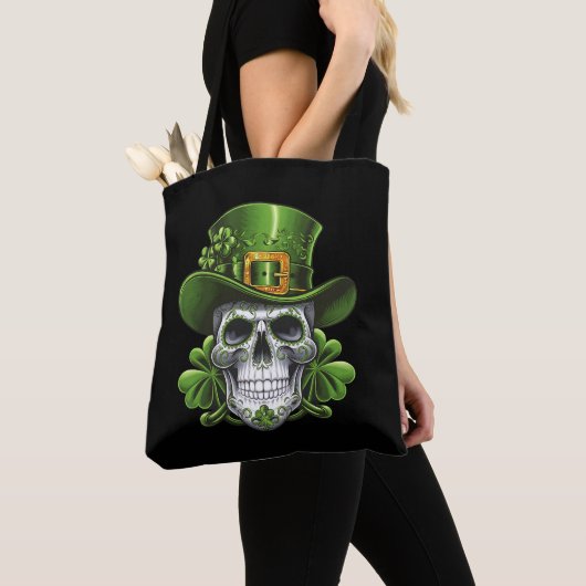 Sugar Skull St Patrick's Day Kleeblatt Tasche (Von Nahem)