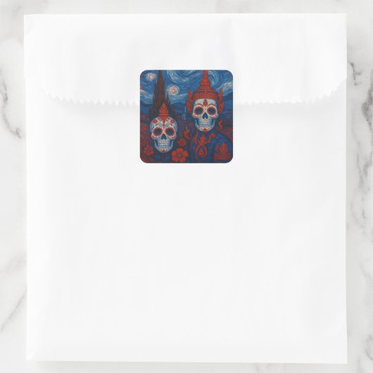 Sugar Skull Starry Night Sticker (Tasche)