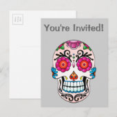 Sugar Skull - Tattoo Art Einladungspostkarte (Vorne/Hinten)