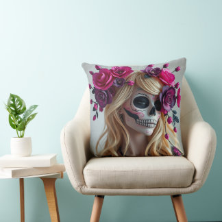 Sugar skull throw pillow kissen