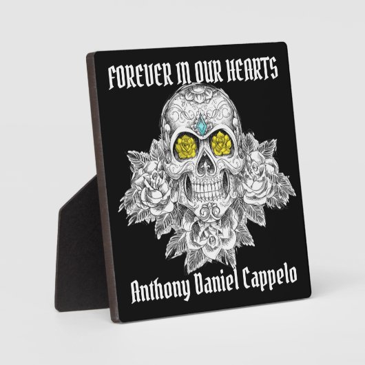 Sugar Skull und Rose Memorial Fotoplatte (Vorderseite)