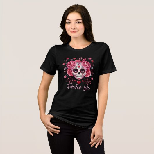 Sugar Skull Valentine Tri-Blend Shirt (Vorderseite voll)