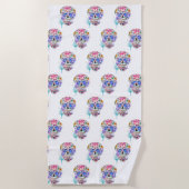 Sugar Skull Wasserfarbe Tattoo Kunstmuster Cool Strandtuch (Vorderseite)