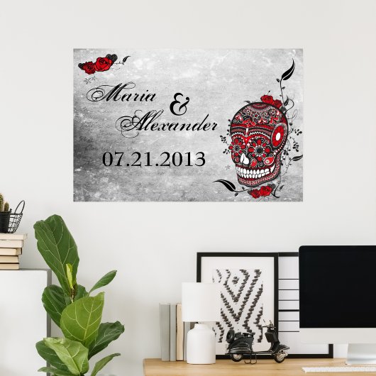 Sugar Skull Wedding Date Poster (Heimbüro)