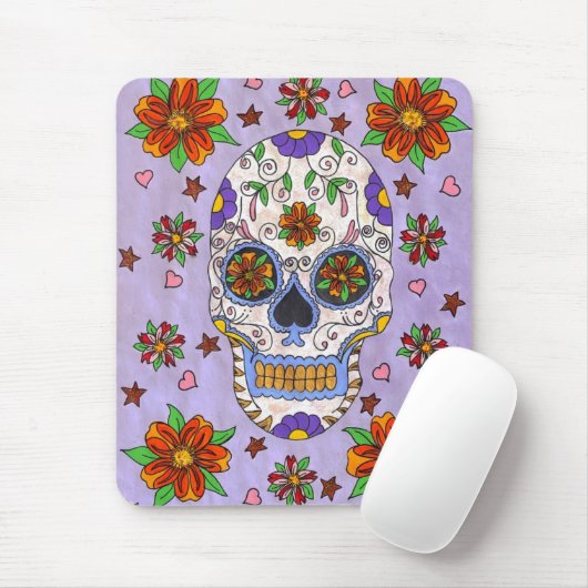Sugar Skull with Marigolds Mousepad (Mit Mouse)