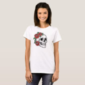Sugar Skull with Red Roses Poster T-Shirt (Vorne ganz)