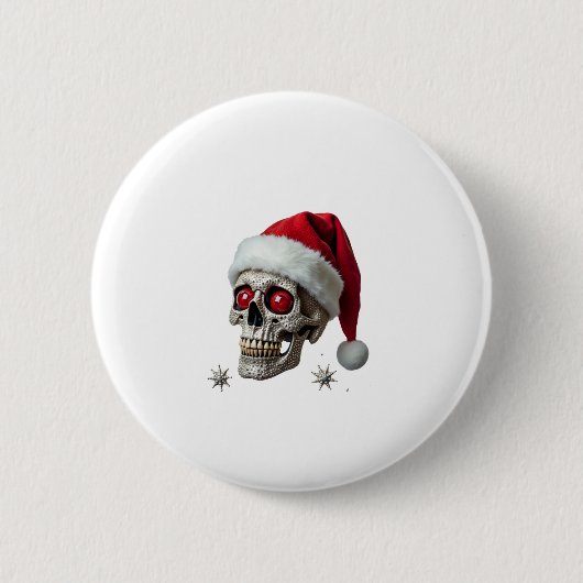 Sugar Skull with Santa Hat Tee Christmas Pajama Xm Button (Vorderseite)