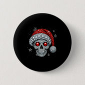 Sugar Skull With Santa Hat Tee Christmas Pajama Xm Button (Vorderseite)