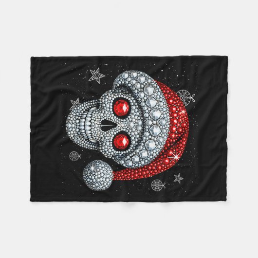 Sugar Skull With Santa Hat Tee Christmas Pajama Xm Fleecedecke (Vorderseite (Horizontal))