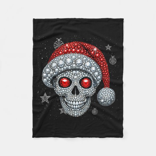 Sugar Skull With Santa Hat Tee Christmas Pajama Xm Fleecedecke (Vorderseite)