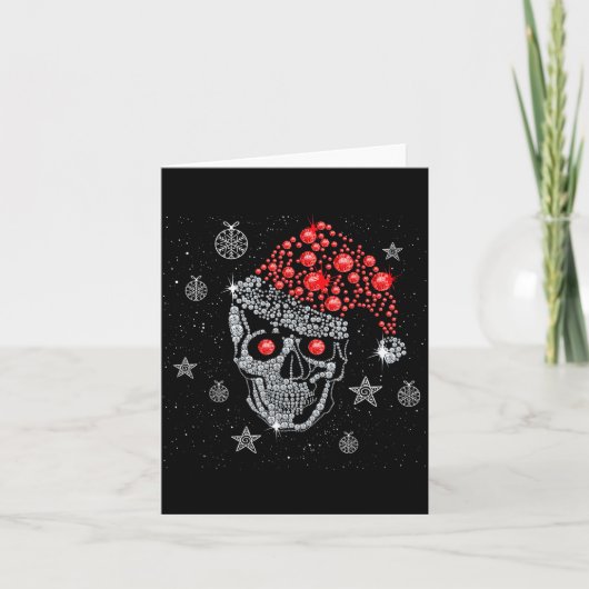 Sugar Skull With Santa Hat Tee Christmas Pajama Xm Karte (Vorderseite)