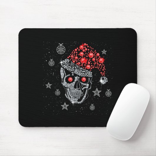 Sugar Skull With Santa Hat Tee Christmas Pajama Xm Mousepad (Mit Mouse)