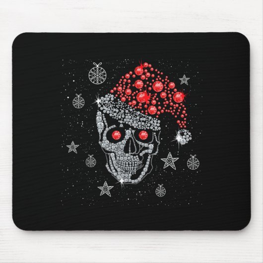 Sugar Skull With Santa Hat Tee Christmas Pajama Xm Mousepad (Vorne)