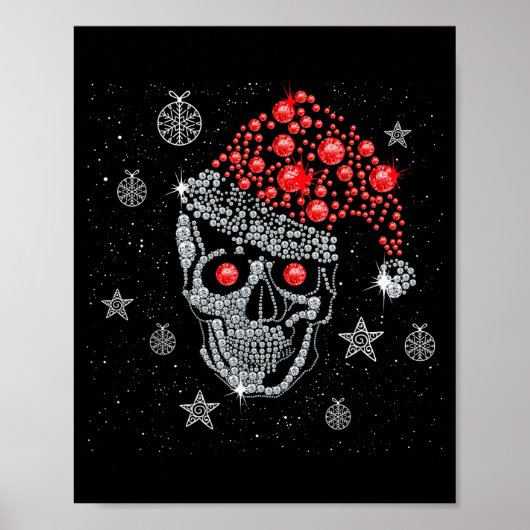 Sugar Skull With Santa Hat Tee Christmas Pajama Xm Poster (Vorne)