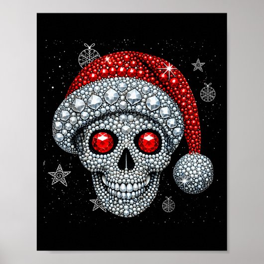 Sugar Skull With Santa Hat Tee Christmas Pajama Xm Poster (Vorne)