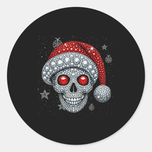 Sugar Skull With Santa Hat Tee Christmas Pajama Xm Runder Aufkleber (Vorderseite)