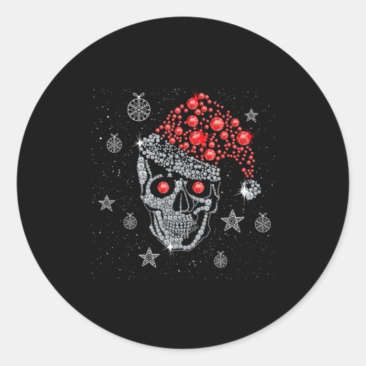 Sugar Skull With Santa Hat Tee Christmas Pajama Xm Runder Aufkleber (Vorderseite)