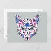 Sugar Skull Wolf Head Blue Lila Postkarte (Vorne/Hinten)