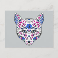 Sugar Skull Wolf Head Blue Lila