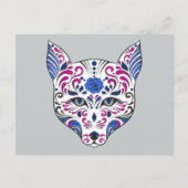 Sugar Skull Wolf Head Blue Lila Postkarte (Vorderseite)