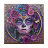 Sugar Skull Woman Day Of The Dead Ceramic Tile Fliese (Vorderseite)