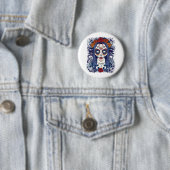 Sugar Skull Woman Halloween Tag der Toten Button (Beispiel)