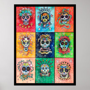 Sugar Skulls 9 - Originale Kunst von Dori Hartley Poster
