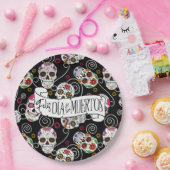Sugar Skulls and Swirls Rose Black ID725 Pappteller (Party)