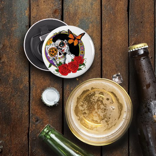 Sugar Skulls Art Nouveau Flaschenöffner