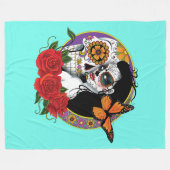 Sugar Skulls Art Nouveau Fleecedecke (Vorderseite (Horizontal))